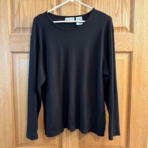 Vtg White Stag Women’s L/S Tee Shirt Stretch Top Solid Black 18W 20W
